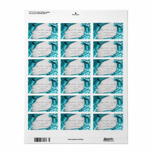 RSVP Weddenschap 3D Blauwgroen Groen Glitter Music Etiket (Full Sheet)