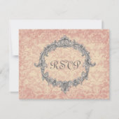 RSVP-weddenschap bij Ecru Peach Damask RSVP Kaartje (Voorkant)