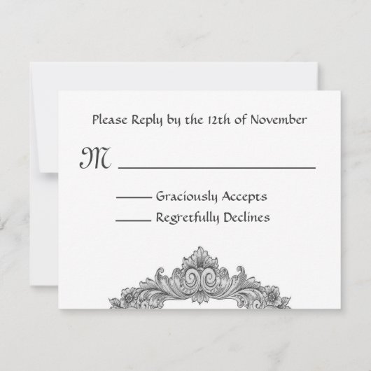  RSVP-weddenschap bij Ecru Peach Damask RSVP Kaartje (Achterkant)