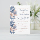 RSVP Weddenschap Blush Blue Peach beige Floral Whi Kaart (Staand voorkant)