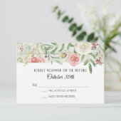 RSVP Weddenschap Blush Ivory Roos Rustic Wooden Pl Kaart (Staand voorkant)
