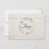 RSVP Weddenschap Blush Ivory Roos Rustic Wooden Pl Kaart (Achterkant)