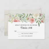 RSVP Weddenschap Blush Ivory Roos Rustic Wooden Pl Kaart (Voorkant / Achterkant)
