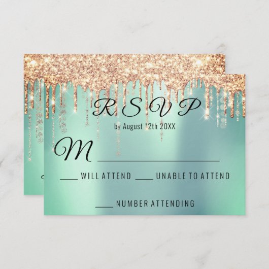 RSVP Weddenschap Bridal Roos Gold Drip Coral Mint  (Voorkant / Achterkant)