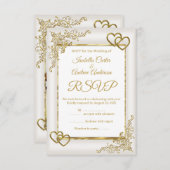 RSVP Weddenschap  Cream White Gold Hearts (Voorkant / Achterkant)