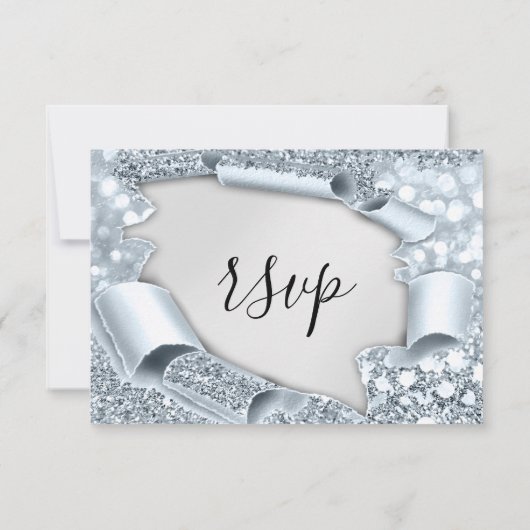 RSVP Weddenschap Glitter Bridal Grey Silver Blue Kaartje (Achterkant)