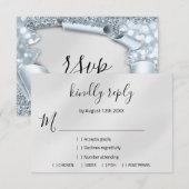 RSVP Weddenschap Glitter Bridal Grey Silver Blue Kaartje (Voorkant / Achterkant)