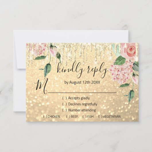 RSVP Weddenschap Glitter Bridal Mint Glitter Gold Kaartje (Voorkant)
