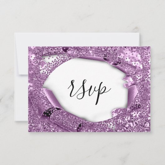 RSVP Weddenschap Glitter Bridal White Violet Paars Kaartje (Achterkant)