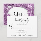RSVP Weddenschap Glitter Bridal White Violet Paars Kaartje (Voorkant / Achterkant)