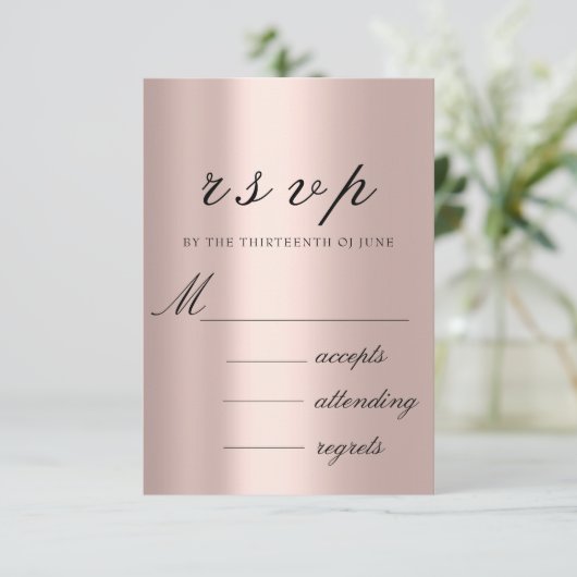 RSVP Weddenschap Glitter Lijst 3D Roos Blush (Staand voorkant)