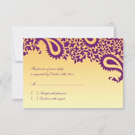 RSVP Weddenschap Indische stijlkaart (Achterkant)