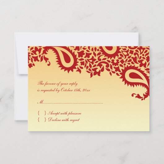 RSVP Weddenschap Indische stijlkaart (Achterkant)