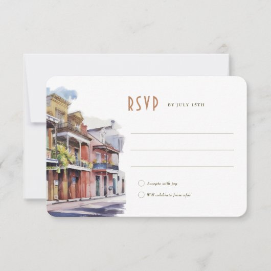 RSVP Weddenschap Invoegen New Orleans Frans kwarta Kaart (Voorkant)