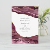 RSVP Weddenschap met Bourgogne en Gold Agate QR Co Kaart (Staand voorkant)