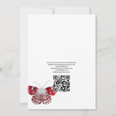 RSVP Weddenschap met rode en zilveren  Roos QR-cod Kaart (Achterkant)