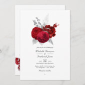 RSVP Weddenschap met rode en zilveren  Roos QR-cod Kaart (Voorkant / Achterkant)