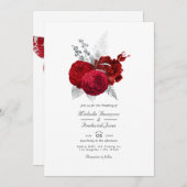 RSVP Weddenschap met rode en zilveren  Roos QR-cod Kaart (Voorkant / Achterkant)