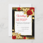 RSVP Weddenschap Red Gold Rozen Black Gold Foto (Voorkant)