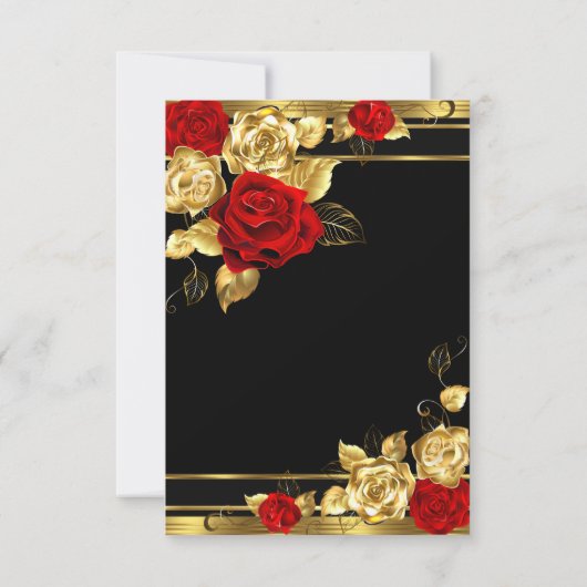 RSVP Weddenschap Red Gold Rozen Black Gold Foto (Achterkant)