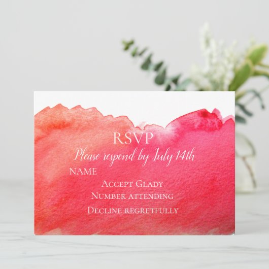 RSVP-weddenschap ruby red boho modern waterverf Kaart (Staand voorkant)