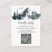 RSVP Weddenschap Rustic Mountain Winter QR Code RS Informatiekaartje (Voorkant)