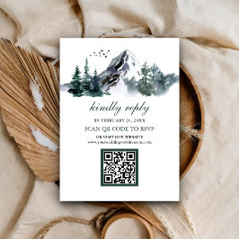 RSVP Weddenschap Rustic Mountain Winter QR Code RS Informatiekaartje