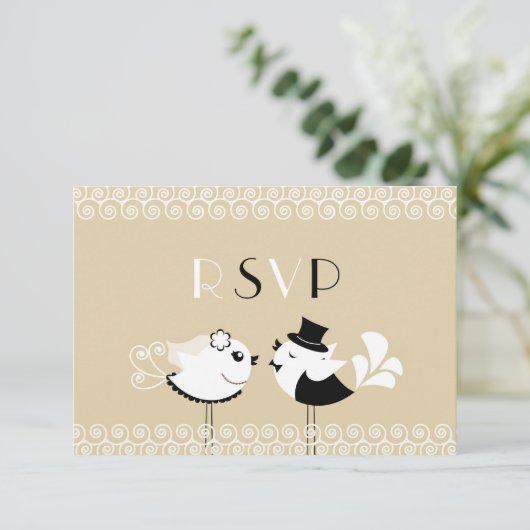 RSVP Weddenschap Vogels-platte kaart (Staand voorkant)