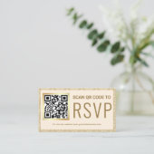 RSVP Weddenschap Website crème en Gold Damask QR C Informatiekaartje (Staand voorkant)
