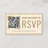 RSVP Weddenschap Website crème en Gold Damask QR C Informatiekaartje (Voorkant)