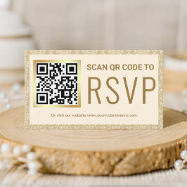 RSVP Weddenschap Website crème en Gold Damask QR C Informatiekaartje