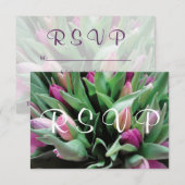 RSVP Weddenschappen | Roze tulpbloemen Kaartje (Voorkant / Achterkant)