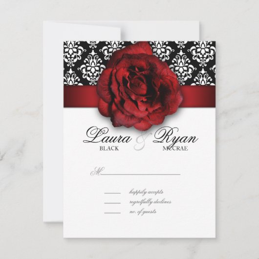 RSVP Weddenschapskaart Red Rose Damask (Voorkant)