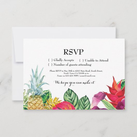 RSVP Wedding Aloha Tropische Kaarten nodigt Luau u (Voorkant)