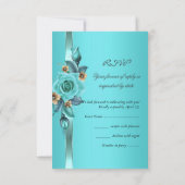 RSVP Wedding Blauwgroen Blue beige Rozen Flowers 2 Kaart (Achterkant)