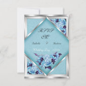 RSVP Wedding Blauwgroen Paarse Rozen Silver Bouque Kaart (Voorkant)