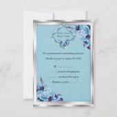 RSVP Wedding Blauwgroen Paarse Rozen Silver Bouque Kaart (Achterkant)