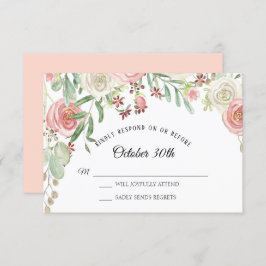RSVP Wedding Bleek Blush Ivory Rozen Floral Kaart