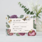 RSVP Wedding Bloom Bloemen Vlinder Vintage Kaart (Staand voorkant)