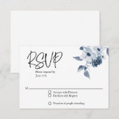 RSVP Wedding Blue Floral Kaart (Voorkant / Achterkant)