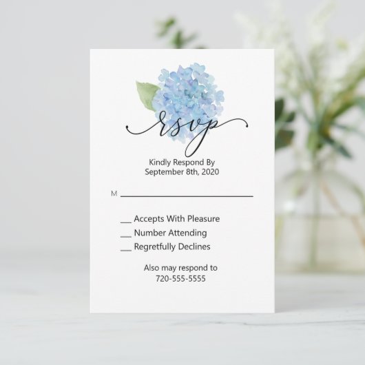RSVP Wedding Blue Hydrangea (Staand voorkant)