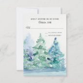 RSVP Wedding Blue Lake w Mountain Pine Trees Kaart (Voorkant)