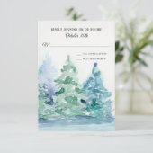 RSVP Wedding Blue Lake w Mountain Pine Trees Kaart (Staand voorkant)