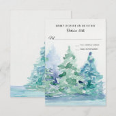 RSVP Wedding Blue Lake w Mountain Pine Trees Kaart (Voorkant / Achterkant)