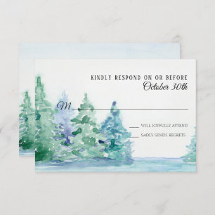 RSVP Wedding Blue Lake w Mountain Pine Trees Kaart