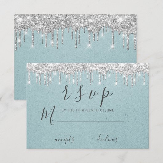 RSVP Wedding Bridal ShowerGray Silver Drift Water (Voorkant / Achterkant)