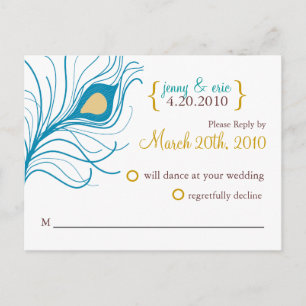RSVP Wedding Briefkaart Peacock Feather