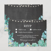 RSVP Wedding Chalk Mint Succulents Cards nodigt ui (Voorkant / Achterkant)