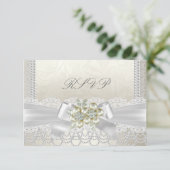 RSVP Wedding Cream Pearl Lace Damask Diamond (Staand voorkant)