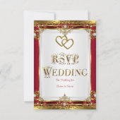 RSVP Wedding Elegant Red Gold White Golden (Voorkant)